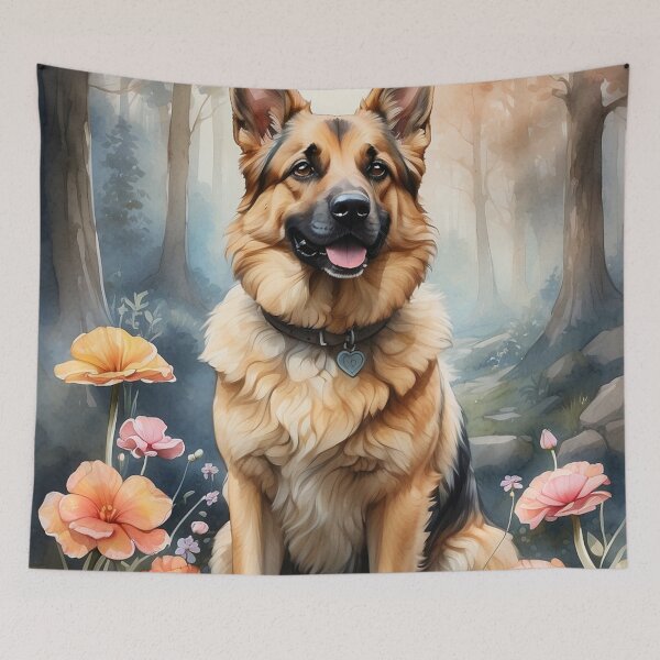 Artikelvorschau, 002 Tuschemalerei eines süßen deutschen Schäferhundes entworfen und verkauft von Alexis Art Collection.