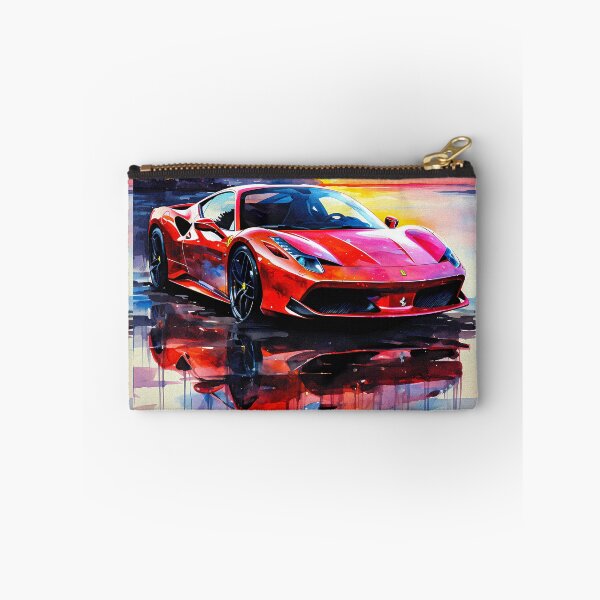 Item preview, Red Ferrari 488 At Sunset Reflection, Watercolor Style designed and sold by RevUpDesign.