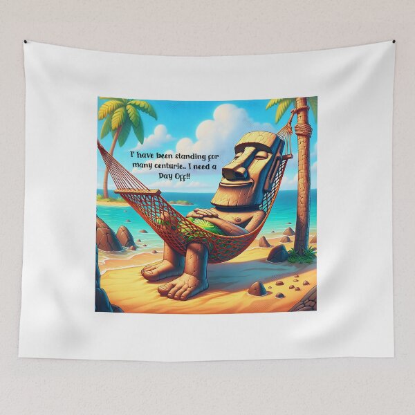 Item preview, Moai in Hammock: A Well-Deserved Rest After Centuries Standing designed and sold by 0penvimark.