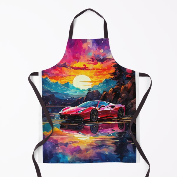 Item preview,  Red Ferrari 458 In Watercolor Style, Sunset Reflections In Lake designed and sold by RevUpDesign.