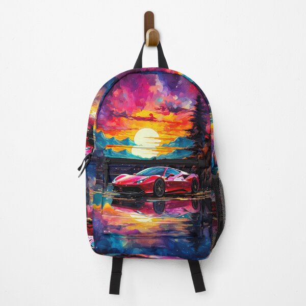 Item preview, Red Ferrari 458 In Watercolor Style, Sunset Reflections In Lake designed and sold by RevUpDesign.