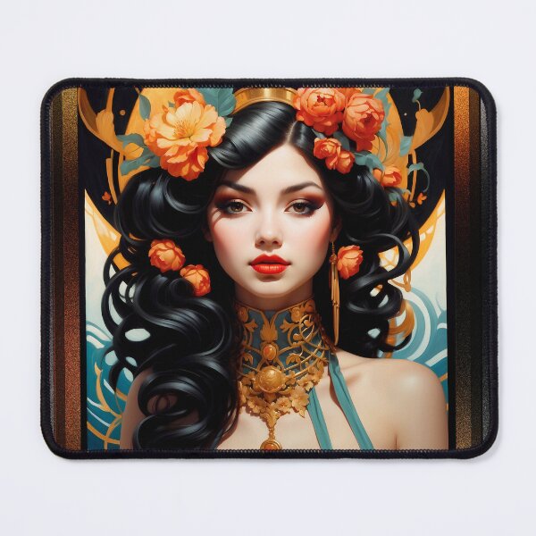 Item preview, She's A Dream Come True Pop Surrealism Alluring Portrait Illustraion AI Concept Art by Xzendor7 designed and sold by Xzendor7 Digital Art Creations.