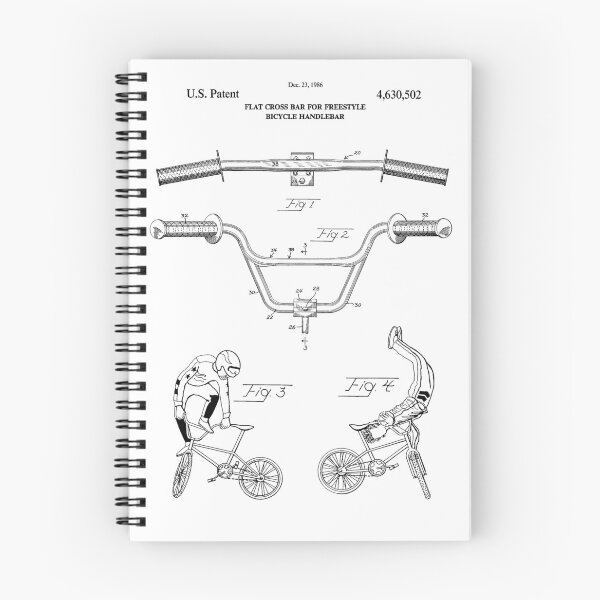 Aperçu de l'œuvre Brevet Du Guidon Velo BMX Avec Barre Transversale Plate - 23 Decembre 1986 - Version Noire créée et vendue par Aliasandco.
