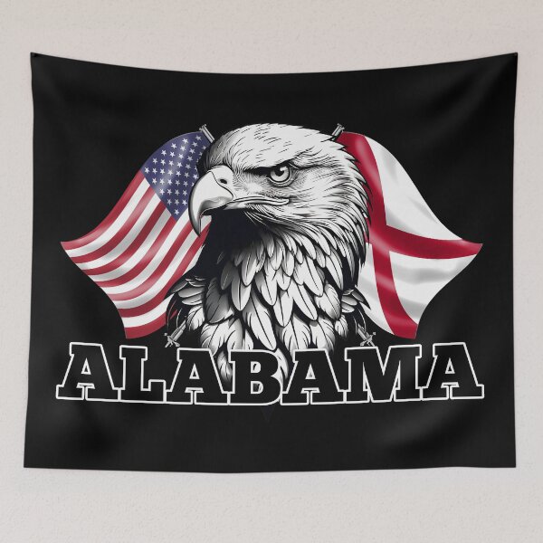 Item preview, Alabama State Flag, American Flag and Eagle designed and sold by REAL IRISH GIFTS.