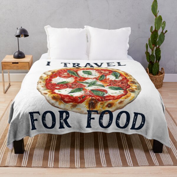 Item preview, I TRAVEL FOR FOOD - Vintage Pizza Travel Quote - Minimal Retro Watercolor Art for Foodies and Travelers designed and sold by pod24.