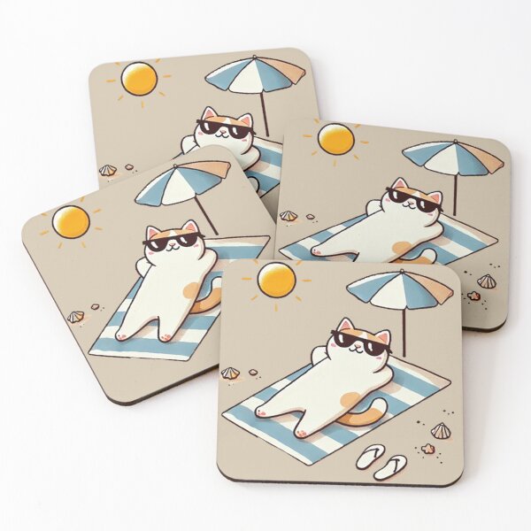 Item preview, Cat sunbathing on the beach designed and sold by PetPaletteCards.