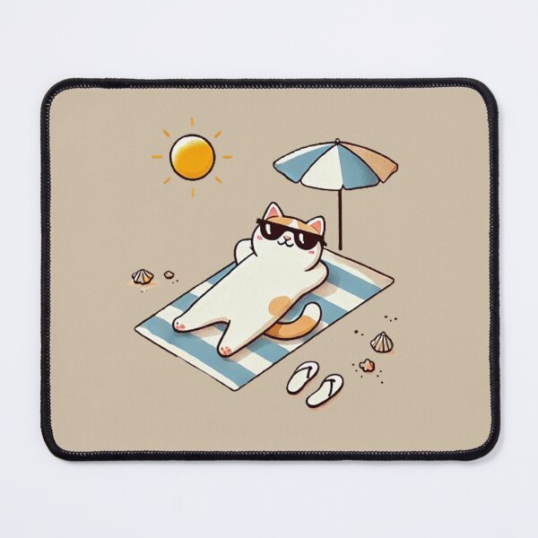 Item preview, Cat sunbathing on the beach designed and sold by PetPaletteCards.