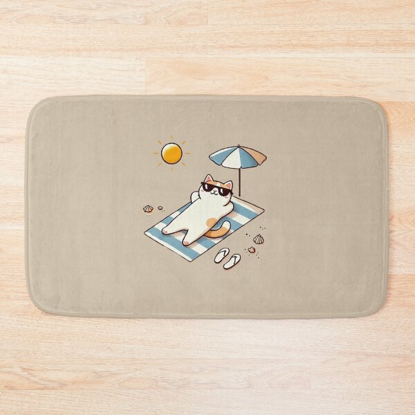 Item preview, Cat sunbathing on the beach designed and sold by PetPaletteCards.