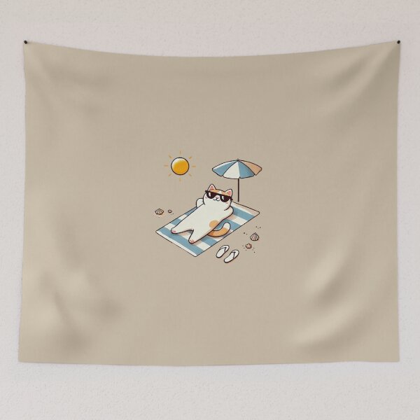 Item preview, Cat sunbathing on the beach designed and sold by PetPaletteCards.