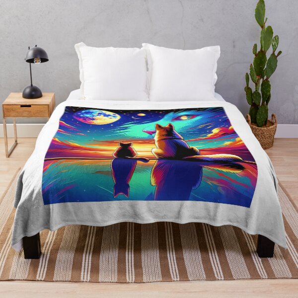Item preview, Friendship Under the Moon: Dog and Cat United in a Magical Moment designed and sold by 0penvimark.