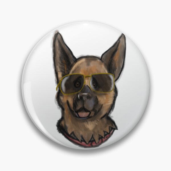Item preview, Cartoon Face of a German Shepherd Dog Wearing Sunglasses Sticker designed and sold by CreateForDogs.