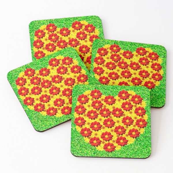 Item preview, Be my Valentine red and yellow dahlia flowers in a heart shape  designed and sold by Peter Etchells.