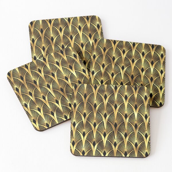 Item preview, Art Deco Golden Ombre Hues Pattern On Black designed and sold by DEC02.