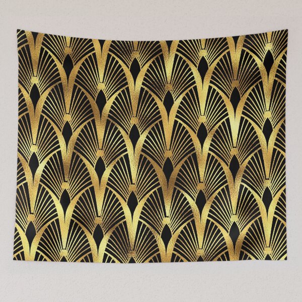 Item preview, Art Deco Golden Ombre Hues Pattern On Black designed and sold by DEC02.