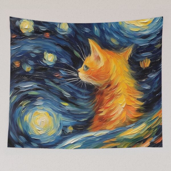Item preview, Expressive Cat in Starry Night designed and sold by ImageTcraft.