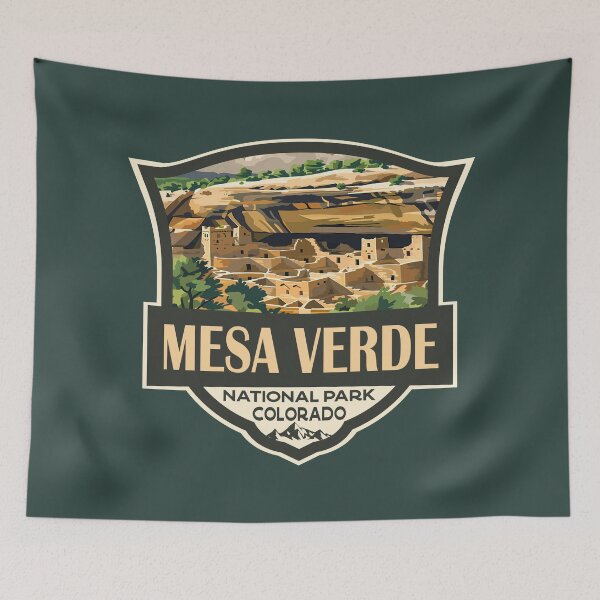 Item preview, Mesa Verde National Park Illustration Retro Badge designed and sold by KrisSidDesigns.
