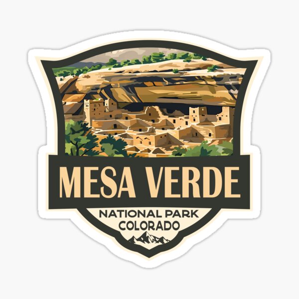 Item preview, Badge Rétro Illustration du parc national de Mesa Verde designed and sold by KrisSidDesigns.