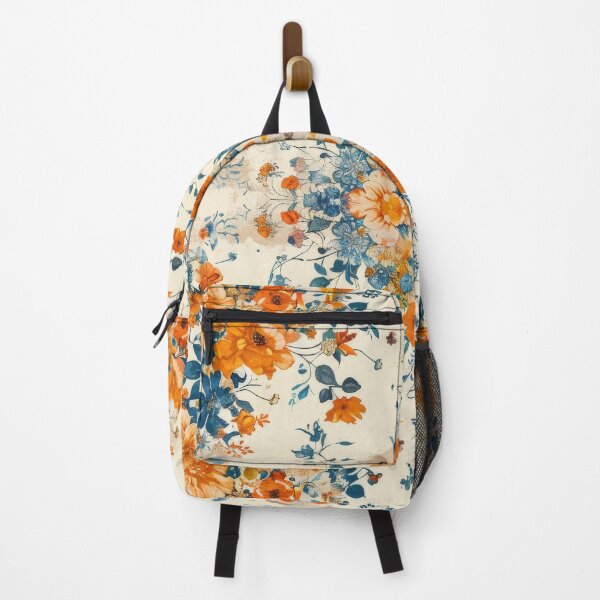 Item preview, Floral Pattern With Orange and Blue Flowers designed and sold by brandway.