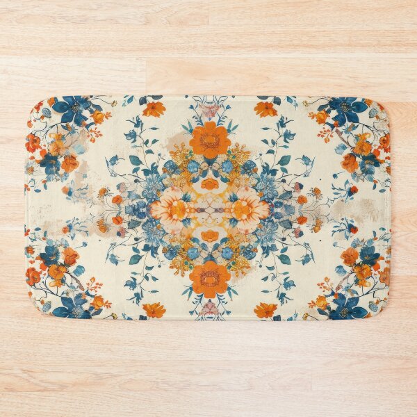 Item preview, Floral Pattern With Orange and Blue Flowers designed and sold by brandway.
