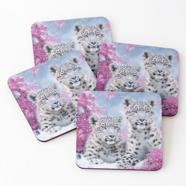 Item preview, Christmas Snow Leopards | Pink Outdoor Scene designed and sold by PinkGoddessLove.