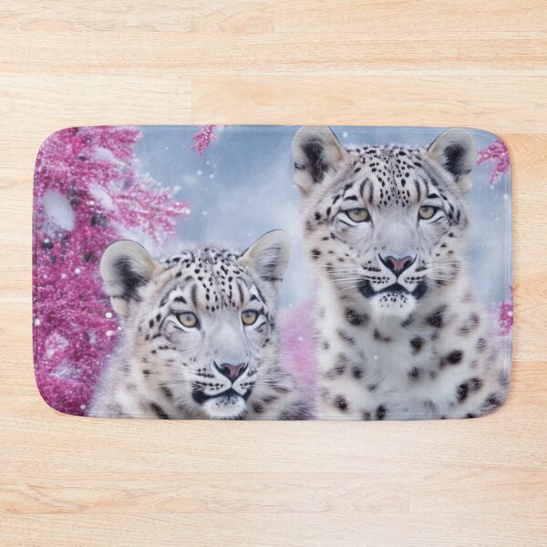 Item preview, Christmas Snow Leopards | Pink Outdoor Scene designed and sold by PinkGoddessLove.