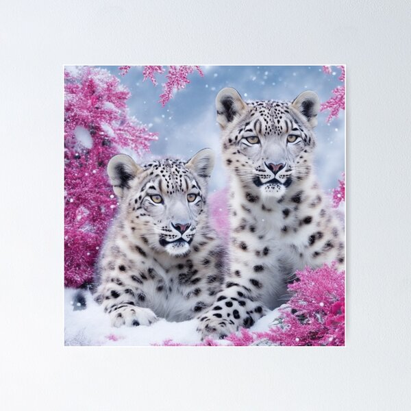 Item preview, Christmas Snow Leopards | Pink Outdoor Scene designed and sold by PinkGoddessLove.