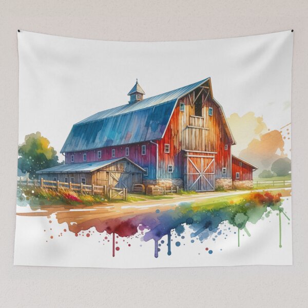 Item preview, Watercolor Rustic Barn Countryside designed and sold by InsanseCreation.