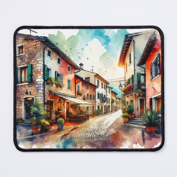 Item preview, Watercolor Quaint Village and Cobblestone Streets designed and sold by InsanseCreation.