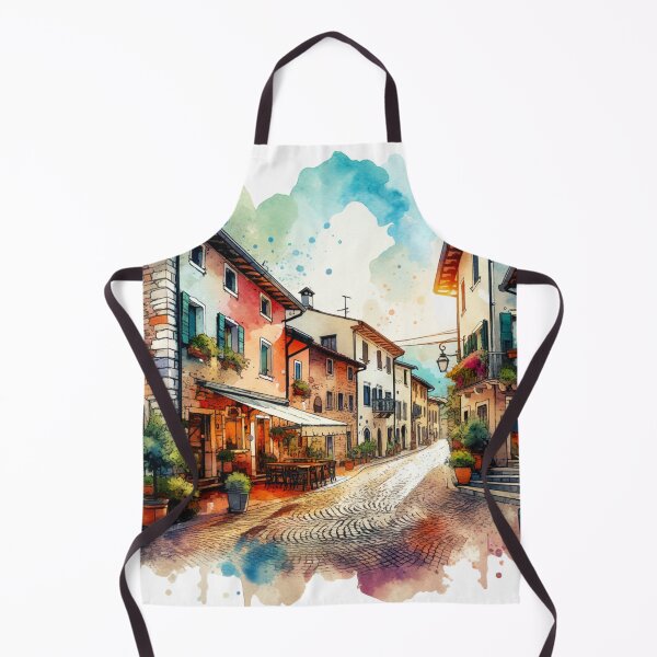 Item preview, Watercolor Quaint Village and Cobblestone Streets designed and sold by InsanseCreation.