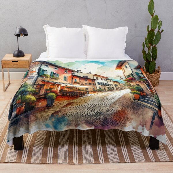 Item preview, Watercolor Quaint Village and Cobblestone Streets designed and sold by InsanseCreation.