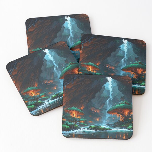 Item preview, Enchanted Forest Sanctuary A Luminous Waterfall Haven designed and sold by ArtComixHaven.