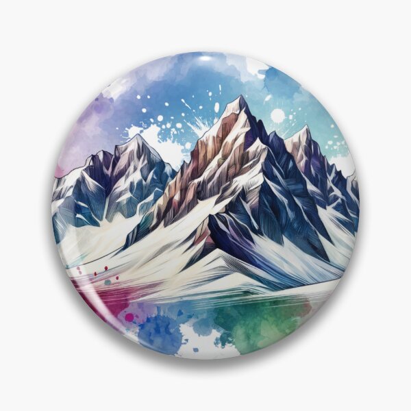 Item preview, Watercolor Mountain Range snow covered designed and sold by InsanseCreation.