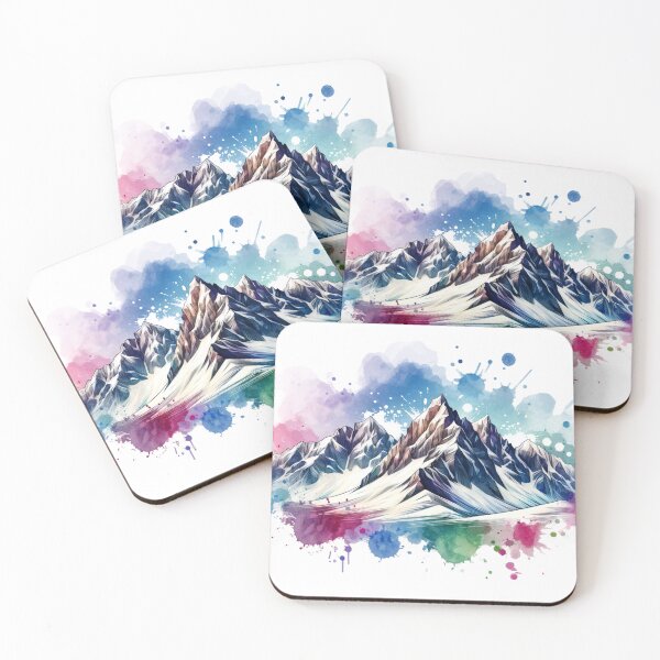 Item preview, Watercolor Mountain Range snow covered designed and sold by InsanseCreation.
