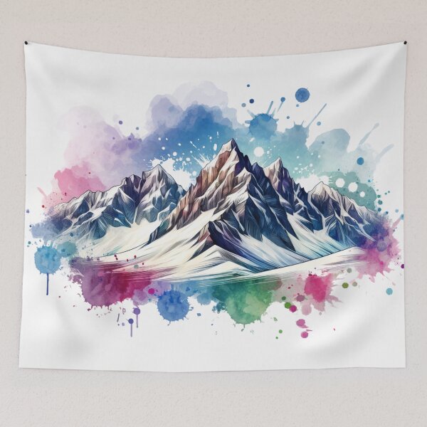 Item preview, Watercolor Mountain Range snow covered designed and sold by InsanseCreation.