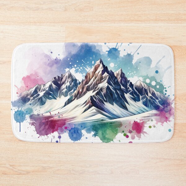Item preview, Watercolor Mountain Range snow covered designed and sold by InsanseCreation.