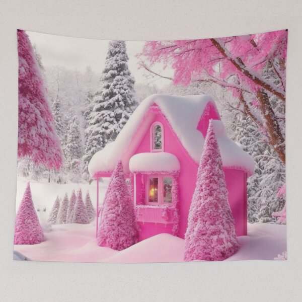 Item preview, Cozy Pink Christmas Cottage | Pink aesthetic designed and sold by PinkGoddessLove.