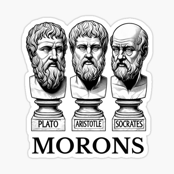 Item preview, Morons - Plato, Aristotle, Socrates (black text) designed and sold by YoMammaSoFat.