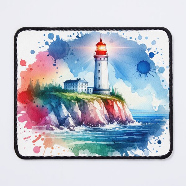 Item preview, Watercolor Red Lighthouse designed and sold by InsanseCreation.