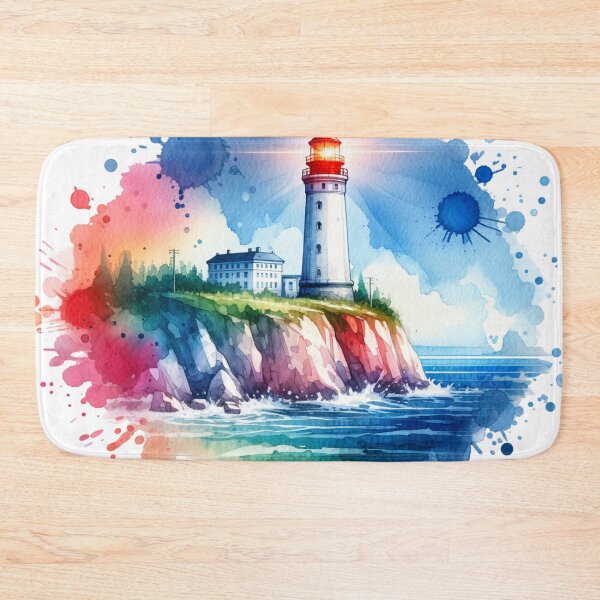 Item preview, Watercolor Red Lighthouse designed and sold by InsanseCreation.