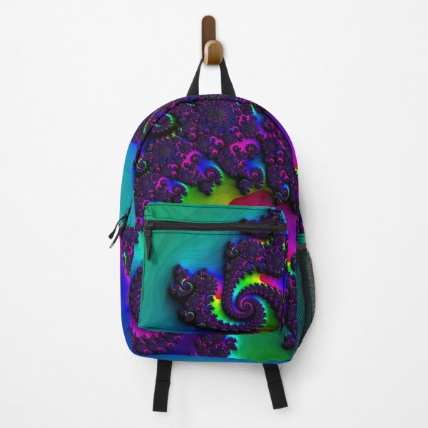 Item preview, Mandelbrot 52 - Vibrant, intricate purple spirals intertwined with rainbow background designed and sold by Draeger0.