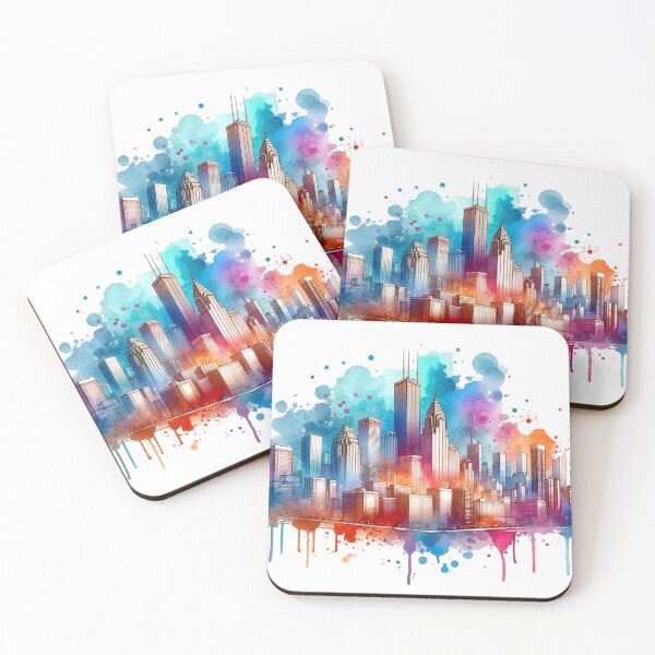 Item preview, Horizonte de la ciudad de acuarela designed and sold by InsanseCreation.
