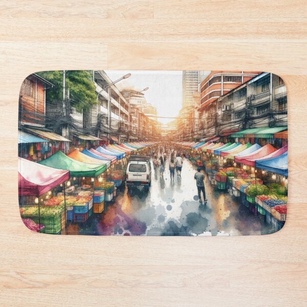 Item preview, Watercolor Bustling Market designed and sold by InsanseCreation.