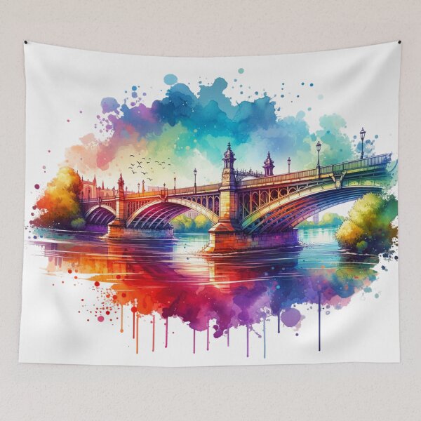 Item preview, Watercolor Bridge and River designed and sold by InsanseCreation.