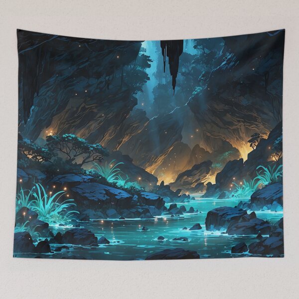 Item preview, Mystical Waters Flowing in a Luminous Cave Wilderness designed and sold by ArtComixHaven.