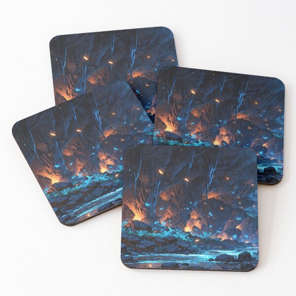 Item preview, Mystical Nightfall Over Tranquil River in Ancient Forest designed and sold by ArtComixHaven.