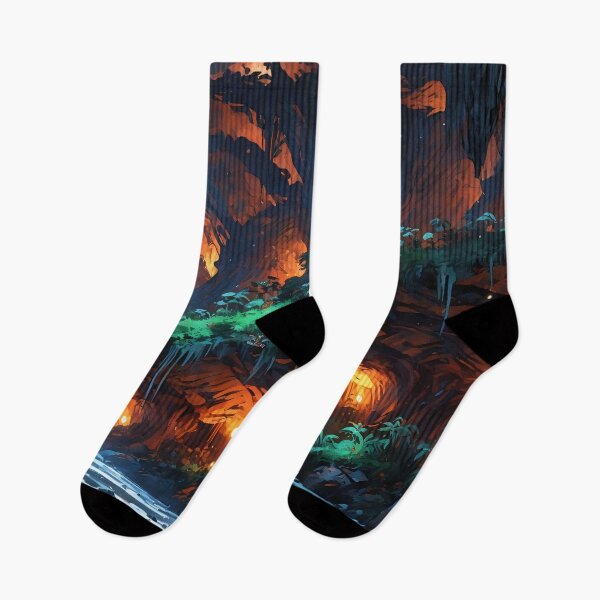 Item preview, Cavern of Cascades A Tranquil Refuge Amidst Fiery Depths designed and sold by ArtComixHaven.