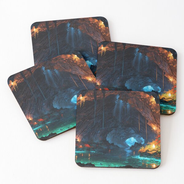 Item preview, Enchanted Autumn Cavern A Radiant, Mystical Waterway designed and sold by ArtComixHaven.