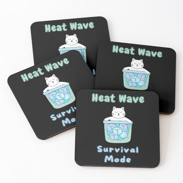 Item preview, Heat wave survival mode cute cat designed and sold by FatBirdie.
