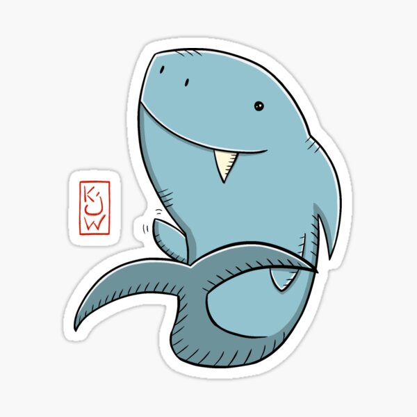 Vista previa del artículo con la obra «Tiburón saludando Hola - Tiburón lindo - Ilustración divertida», diseñado y vendido por katwuArt.