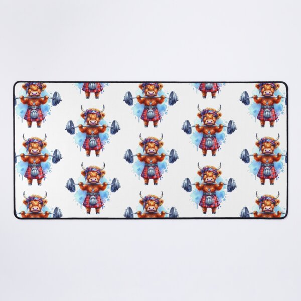 Item preview, Cute Scottish Highland Cow Weightlifting Colorful Fun Watercolor designed and sold by MaedK.
